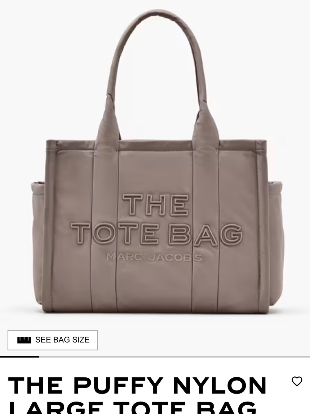 Marc Jacobs Large Taupe Nylon Tote